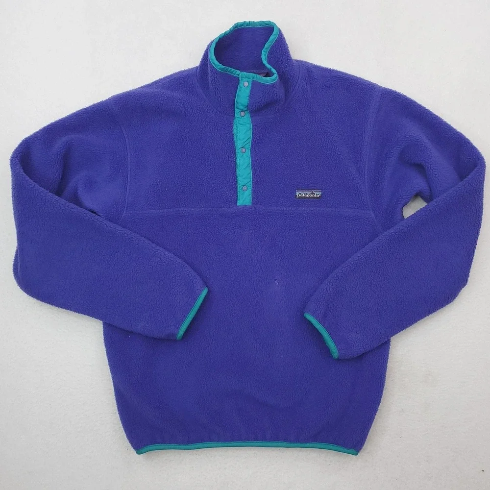 Vintage Patagonia Synchilla Snap-T Fleece Jacket Mens Small Blue USA Made 90s